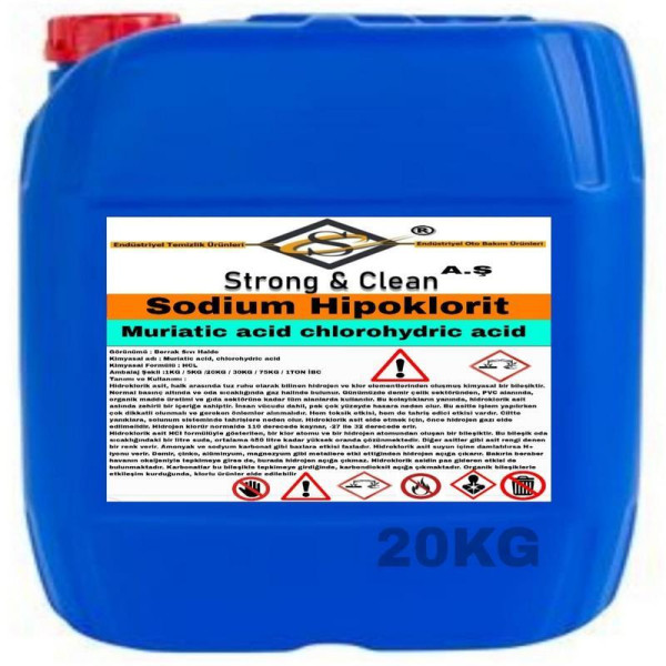 SODYUM HİPOKLORİT acid, chlorohydric acid 20Kg